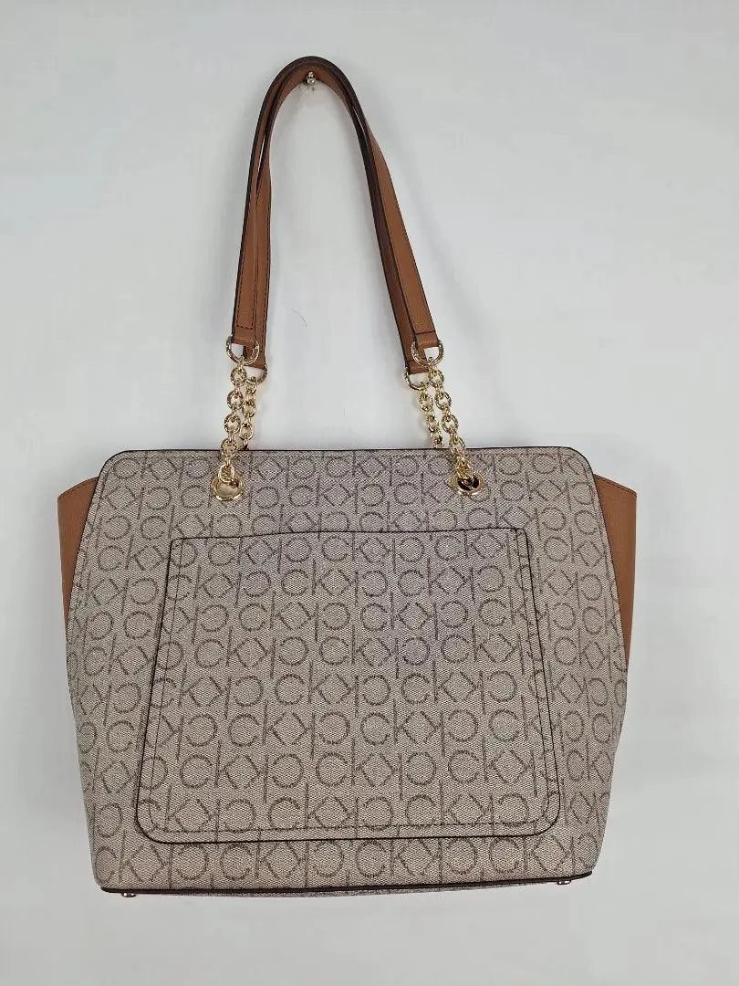 Calvin Klein Luxe Almond Shoulder Tote Bag