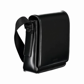 Calvin Klein Sleek Black Shoulder Bag with Logo Men's Detail
