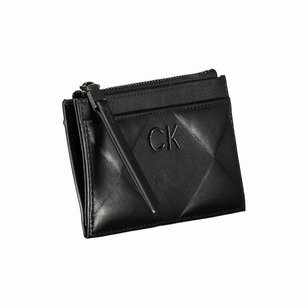 Calvin Klein Sleek Black Zip Wallet with Contrast Women's Detailing