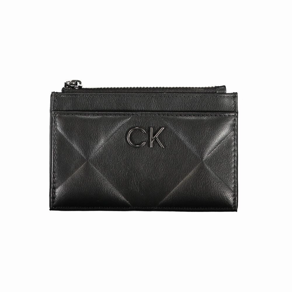Calvin Klein Sleek Black Zip Wallet with Contrast Women's Detailing