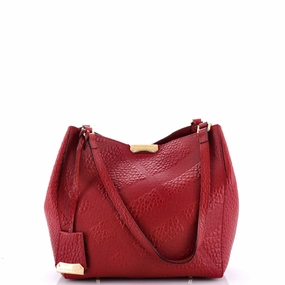 Canter Tote Check Embossed Leather Small