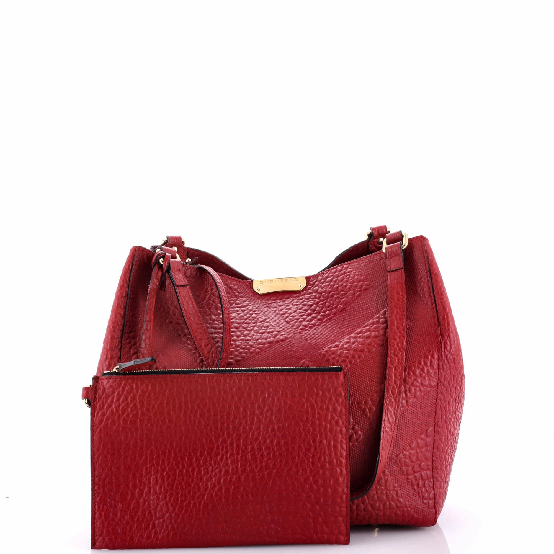 Canter Tote Check Embossed Leather Small