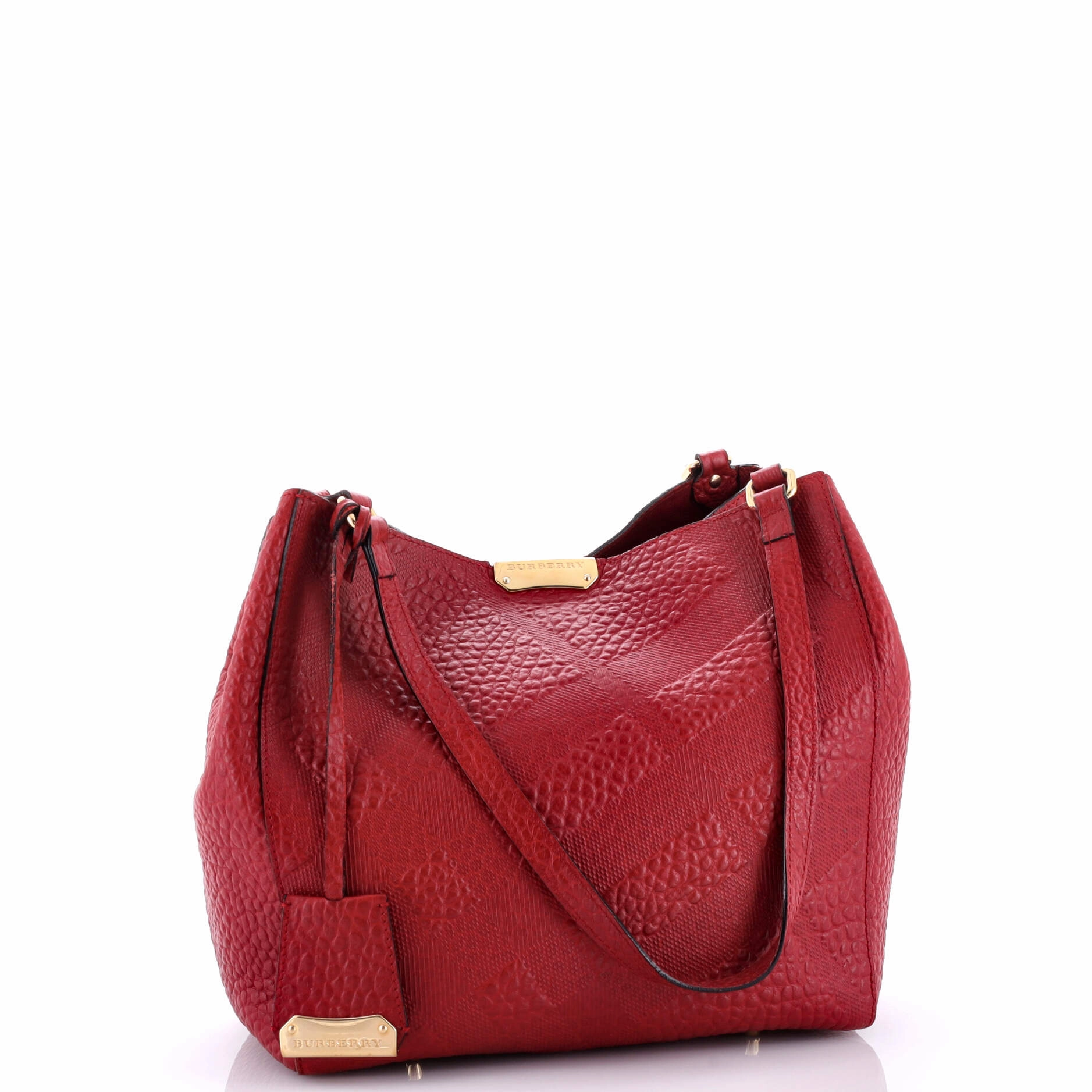 Canter Tote Check Embossed Leather Small