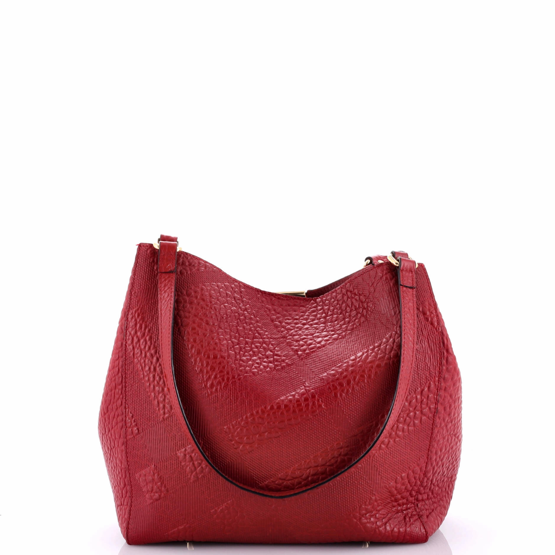 Canter Tote Check Embossed Leather Small