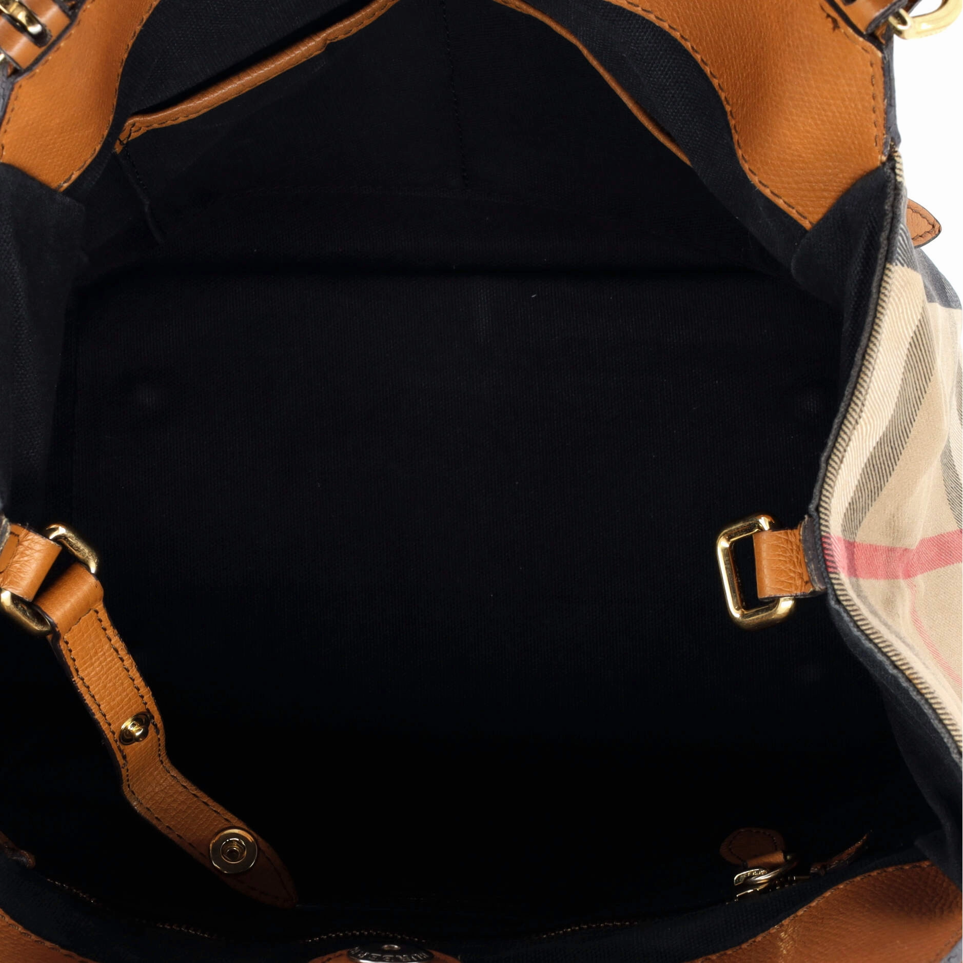 Canterbury Tote Leather and House Check Canvas Small
