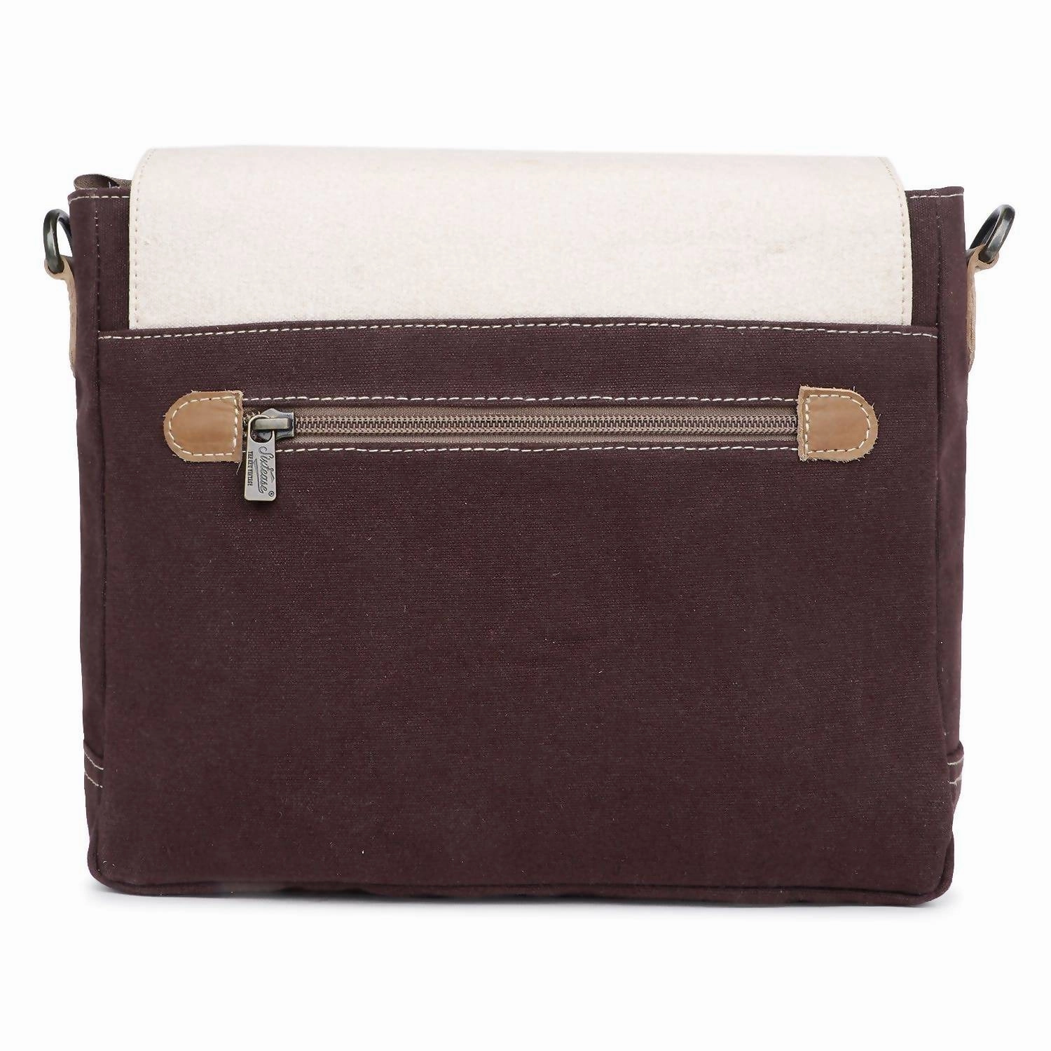 Canvas & Leather Crossbody Bag In Isabelline/van Dyke
