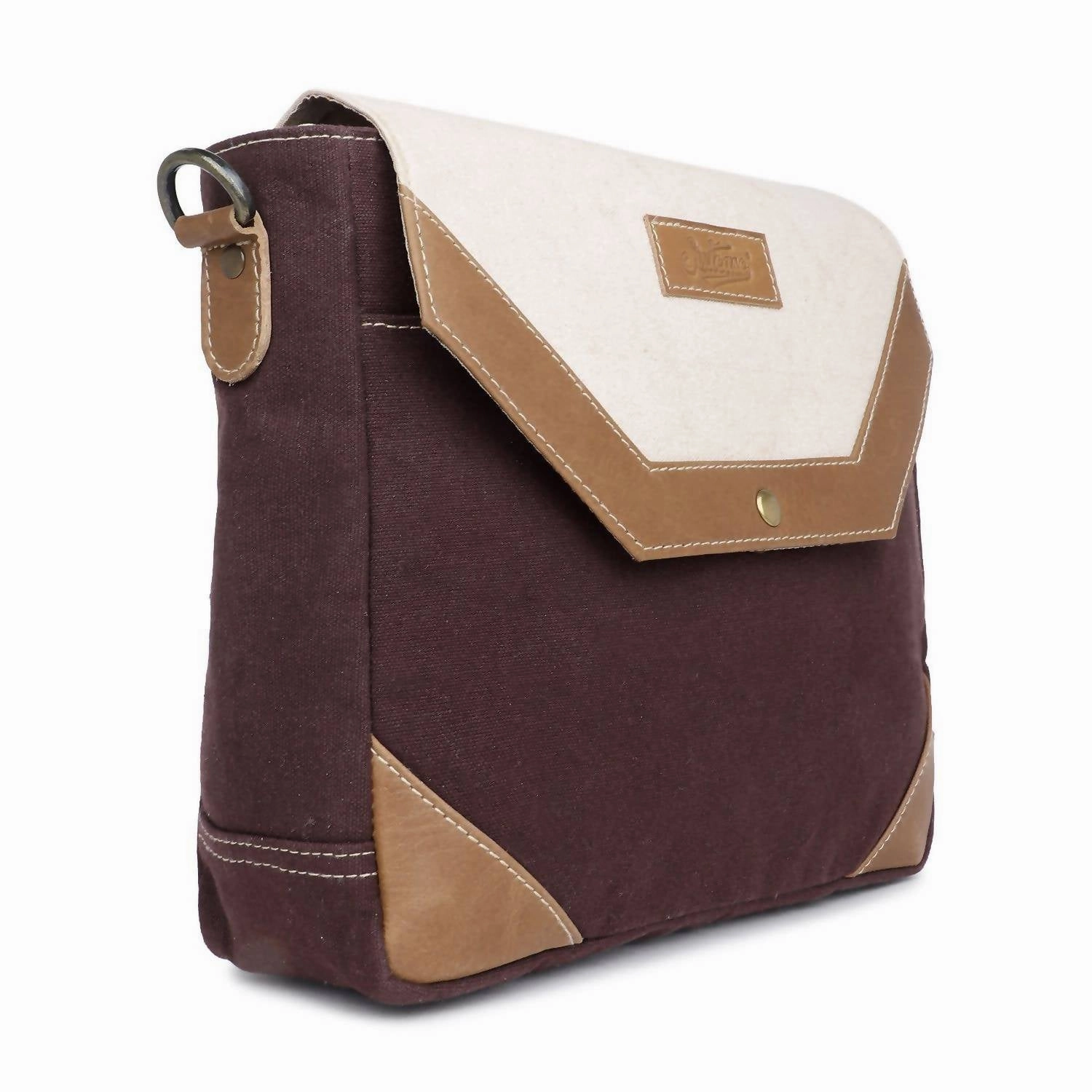 Canvas & Leather Crossbody Bag In Isabelline/van Dyke