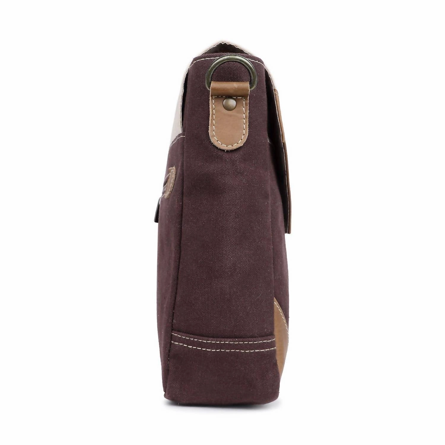 Canvas & Leather Crossbody Bag In Isabelline/van Dyke