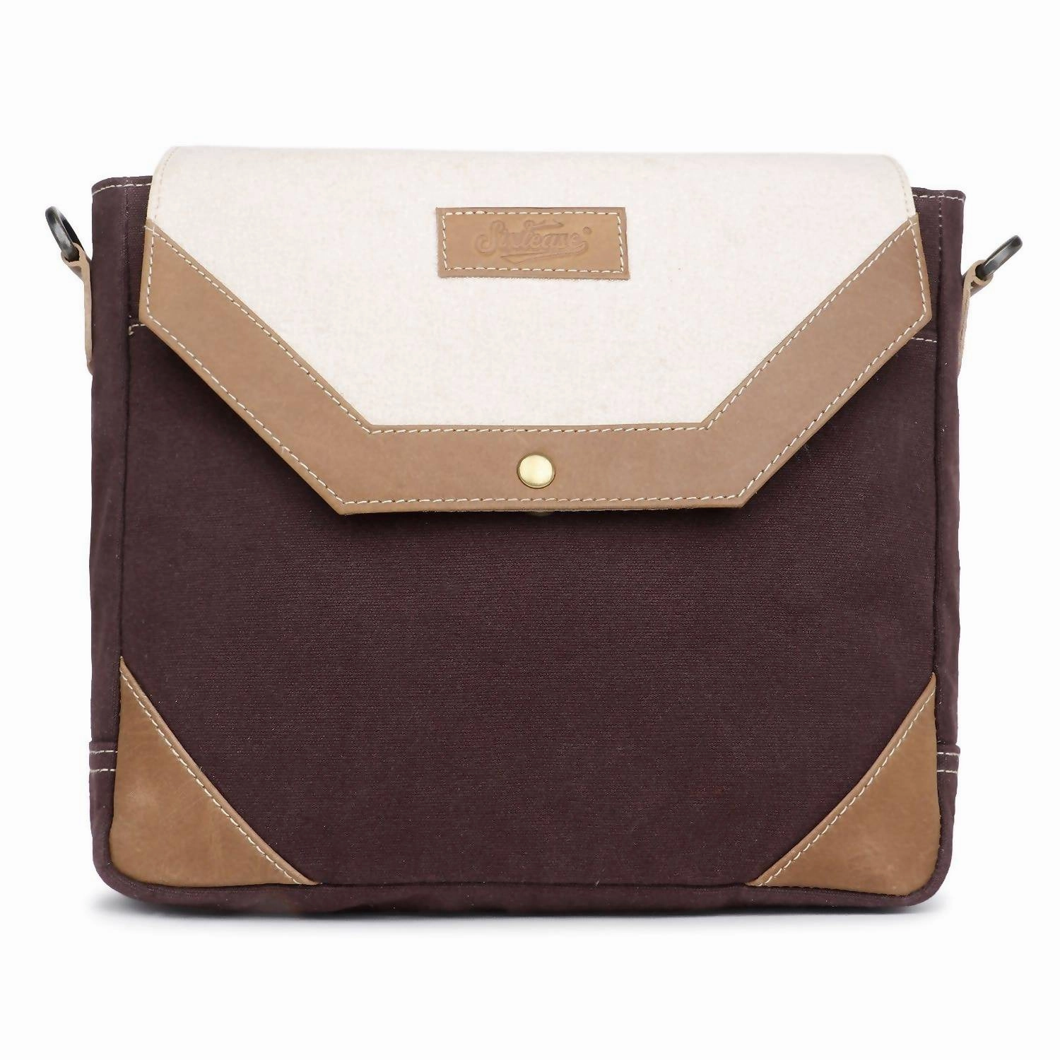 Canvas & Leather Crossbody Bag In Isabelline/van Dyke