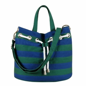 Canvas Beach Tote Navy & Green
