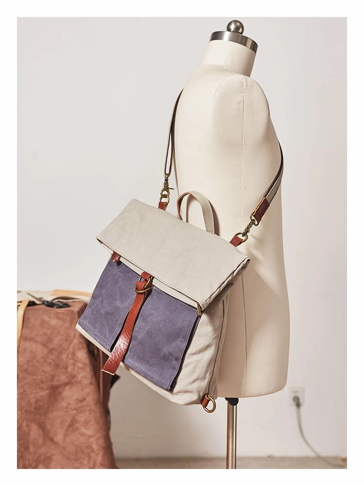 Canvas Leather Convertible Backpack Messenger Bag Satchel Backpack Mens Canvas Messenger Backpack for Men