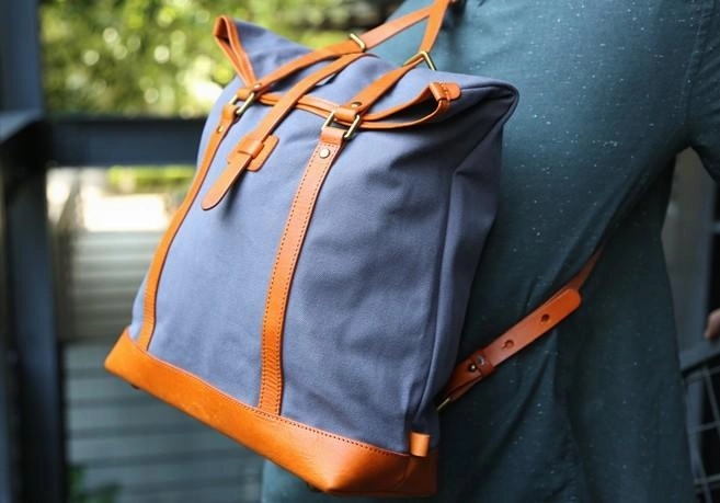 Canvas Leather Mens Backpack Travel Backpacks Laptop Backpack for men