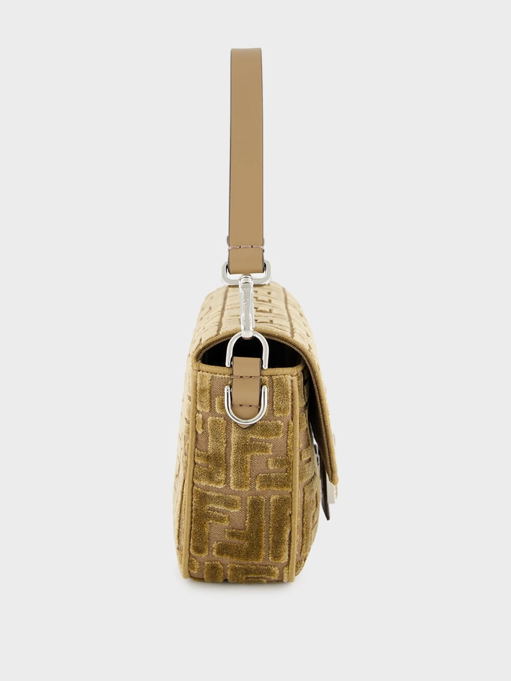 Cappuccino Jacquard Velvet Baguette Bag