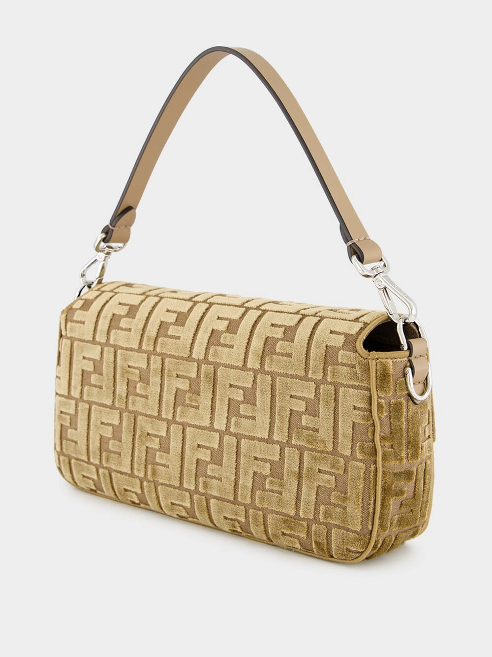 Cappuccino Jacquard Velvet Baguette Bag