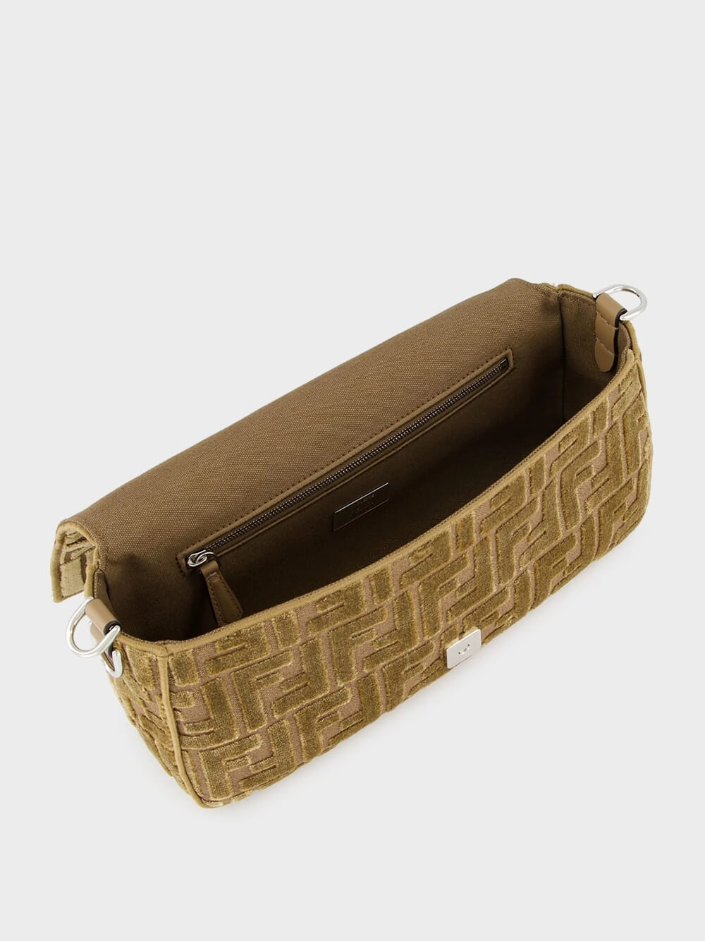 Cappuccino Jacquard Velvet Baguette Bag