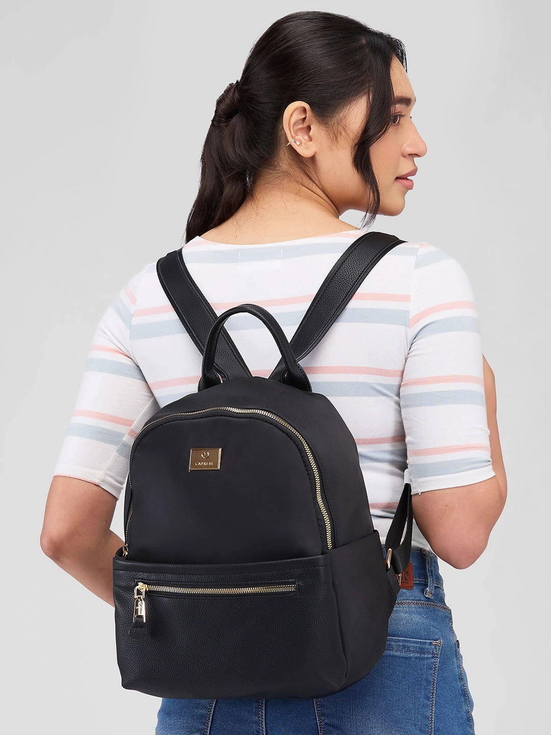 Caprese Casper Medium Black Casual Backpack