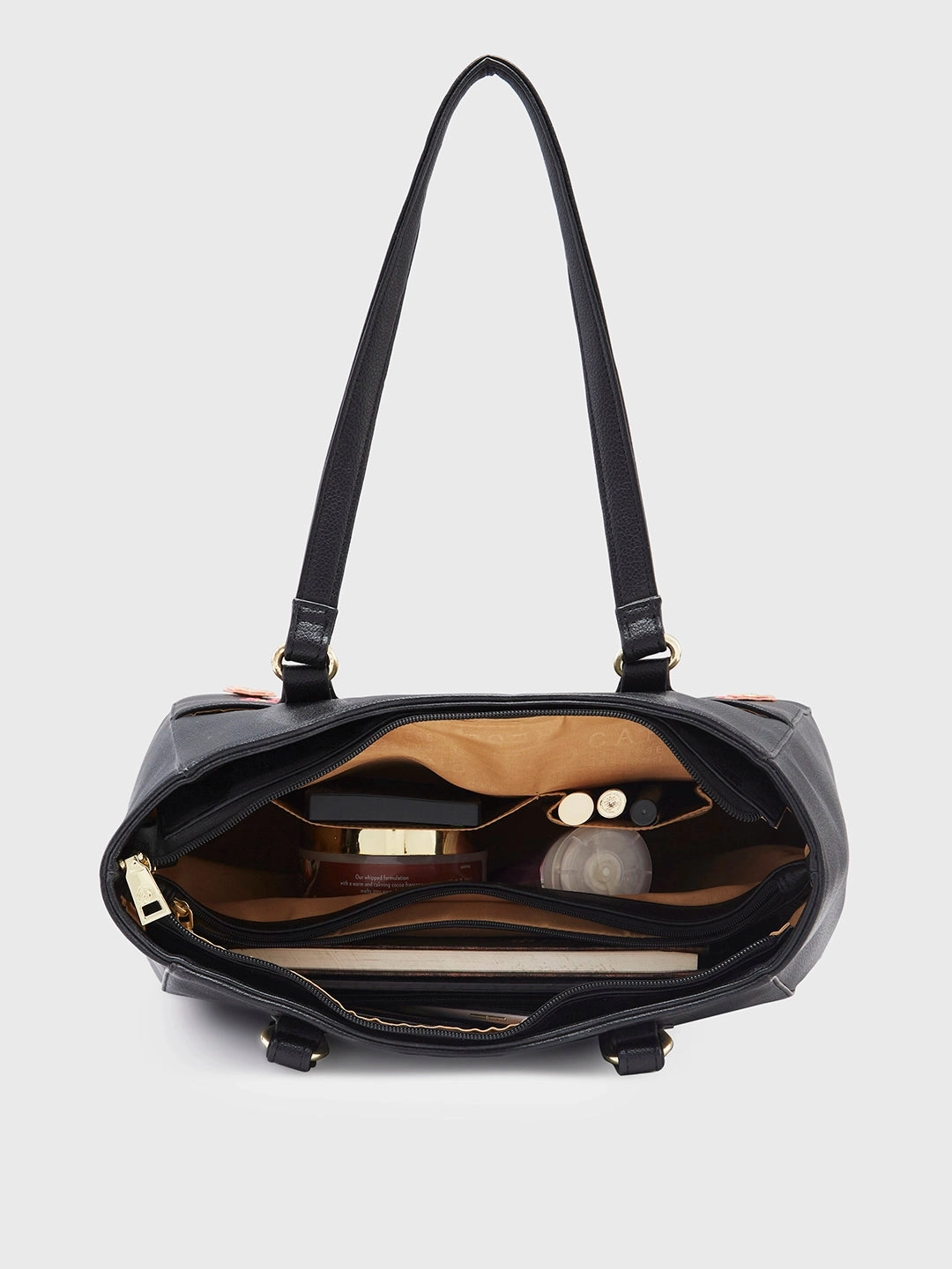 Caprese Erica Medium Floral Black Tote Bag