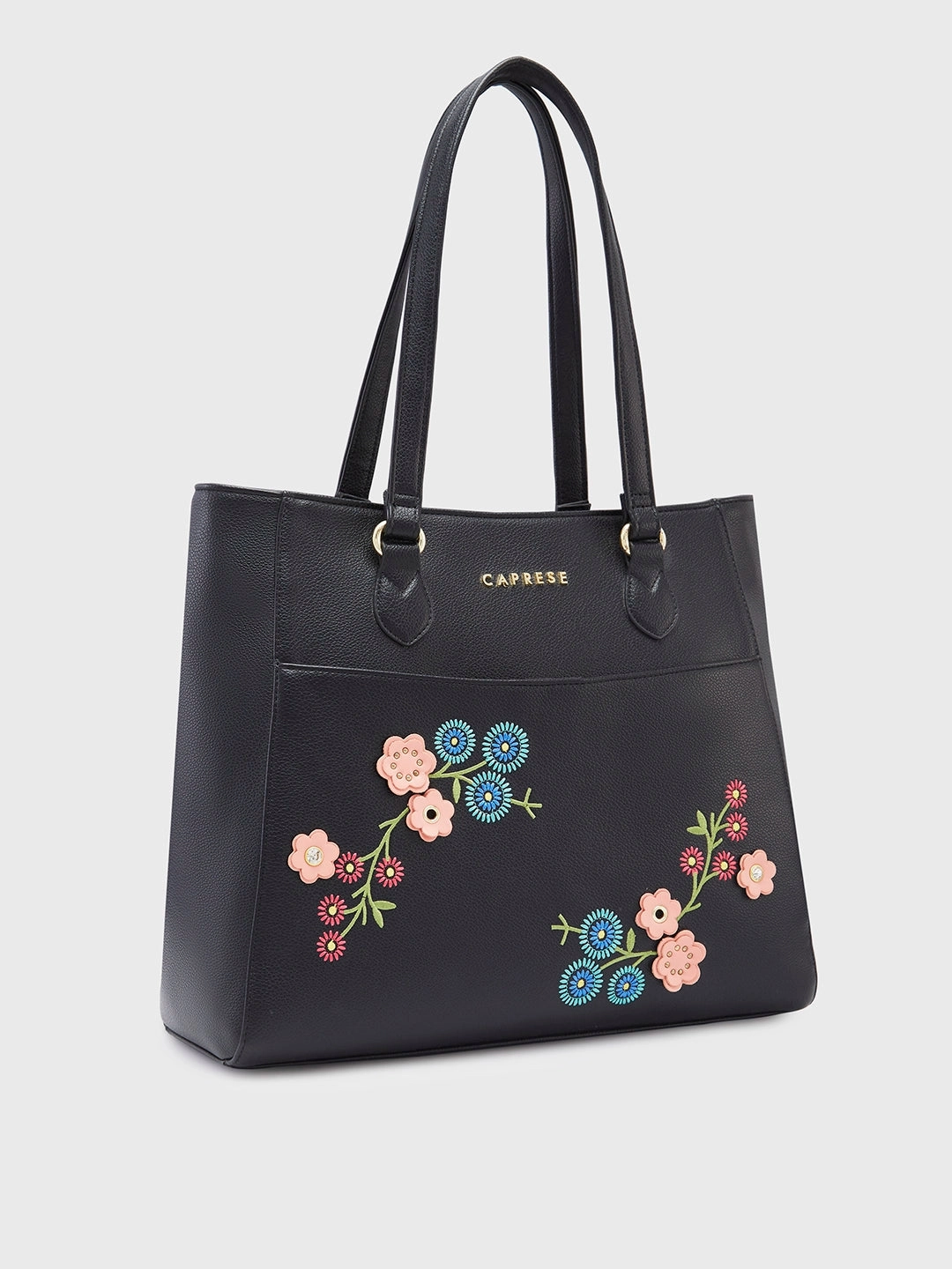 Caprese Erica Medium Floral Black Tote Bag
