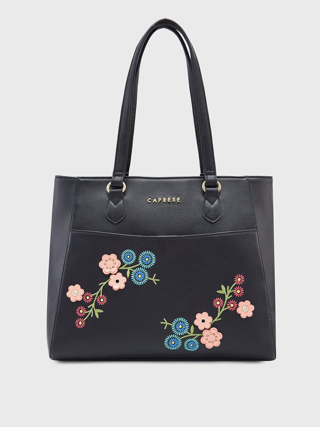 Caprese Erica Medium Floral Black Tote Bag