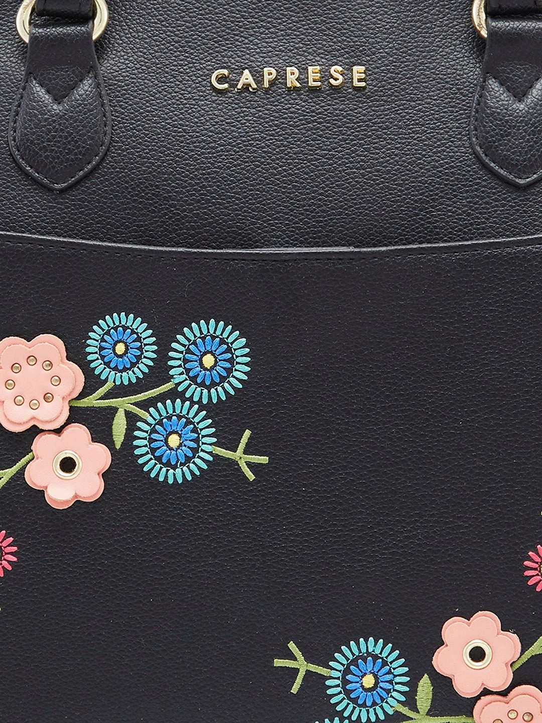 Caprese Erica Medium Floral Black Tote Bag