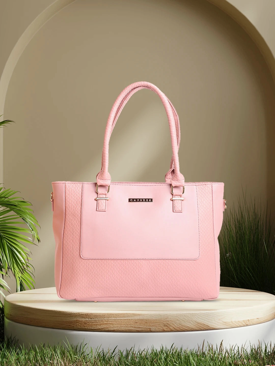 Caprese Fiona Large Light Pink Office Tote Bag