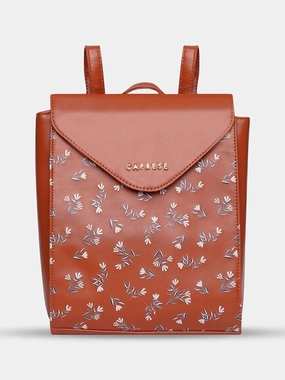 Caprese Merida Large Tan Printed Backpack