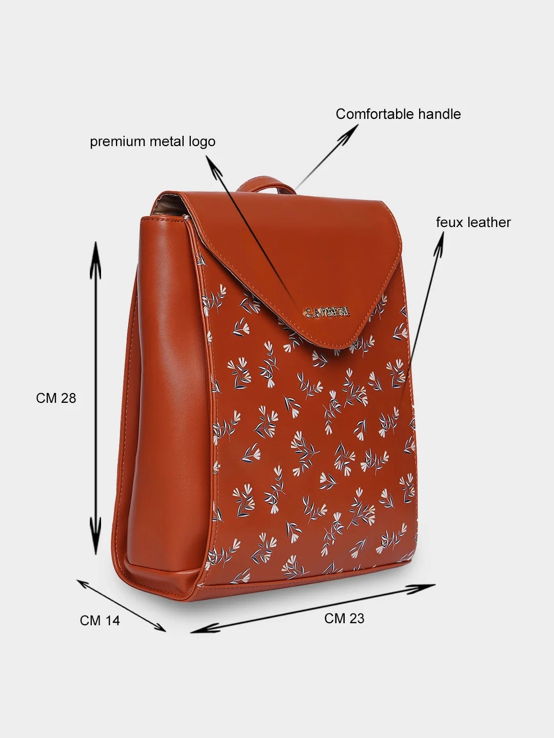 Caprese Merida Large Tan Printed Backpack