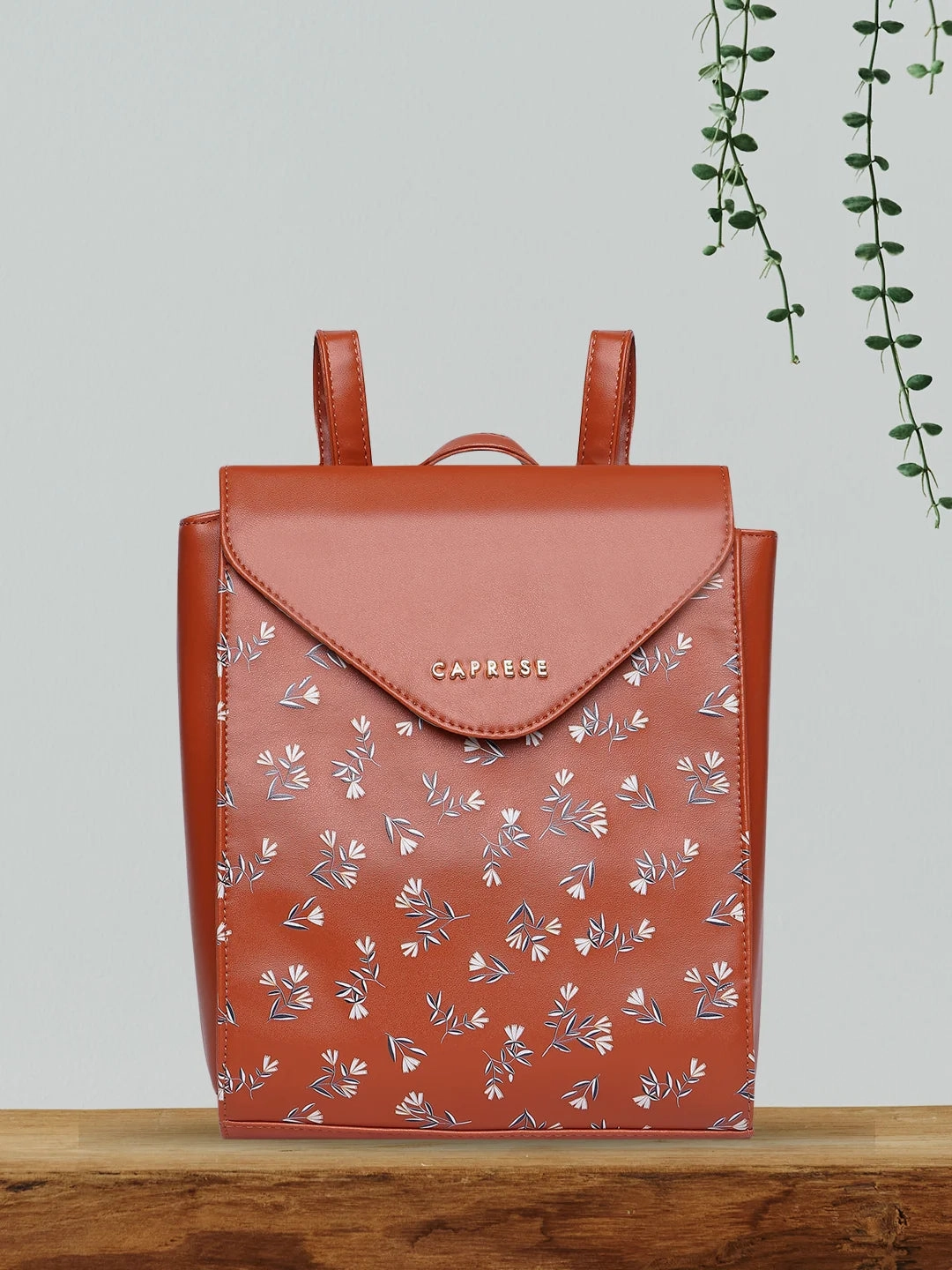 Caprese Merida Large Tan Printed Backpack