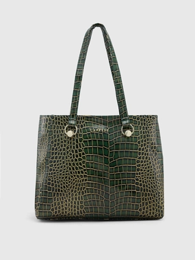 Caprese Miranda Large Croco Green Tote Bag