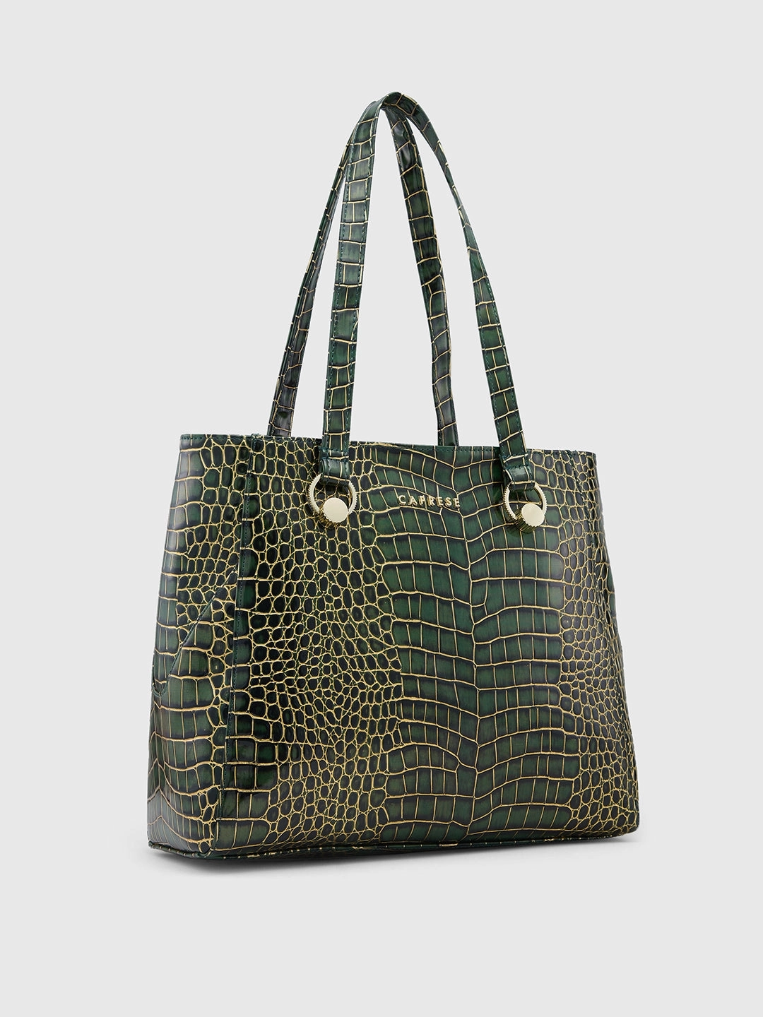 Caprese Miranda Large Croco Green Tote Bag