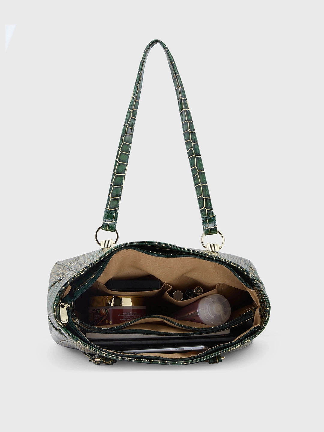 Caprese Miranda Large Croco Green Tote Bag