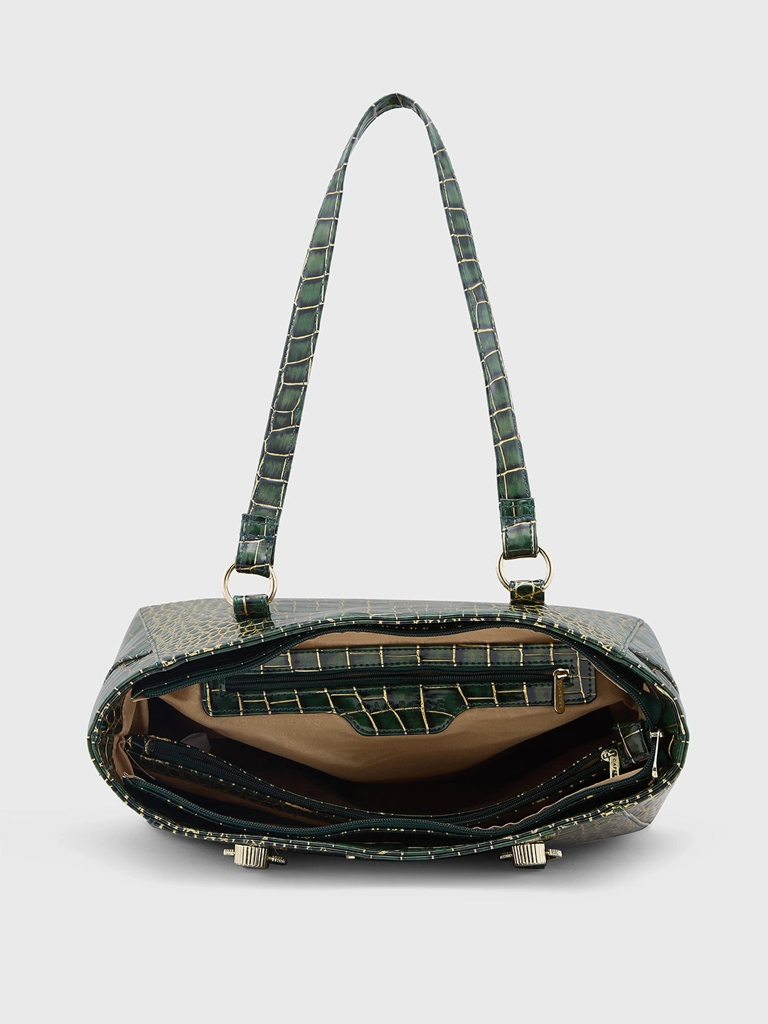 Caprese Miranda Large Croco Green Tote Bag