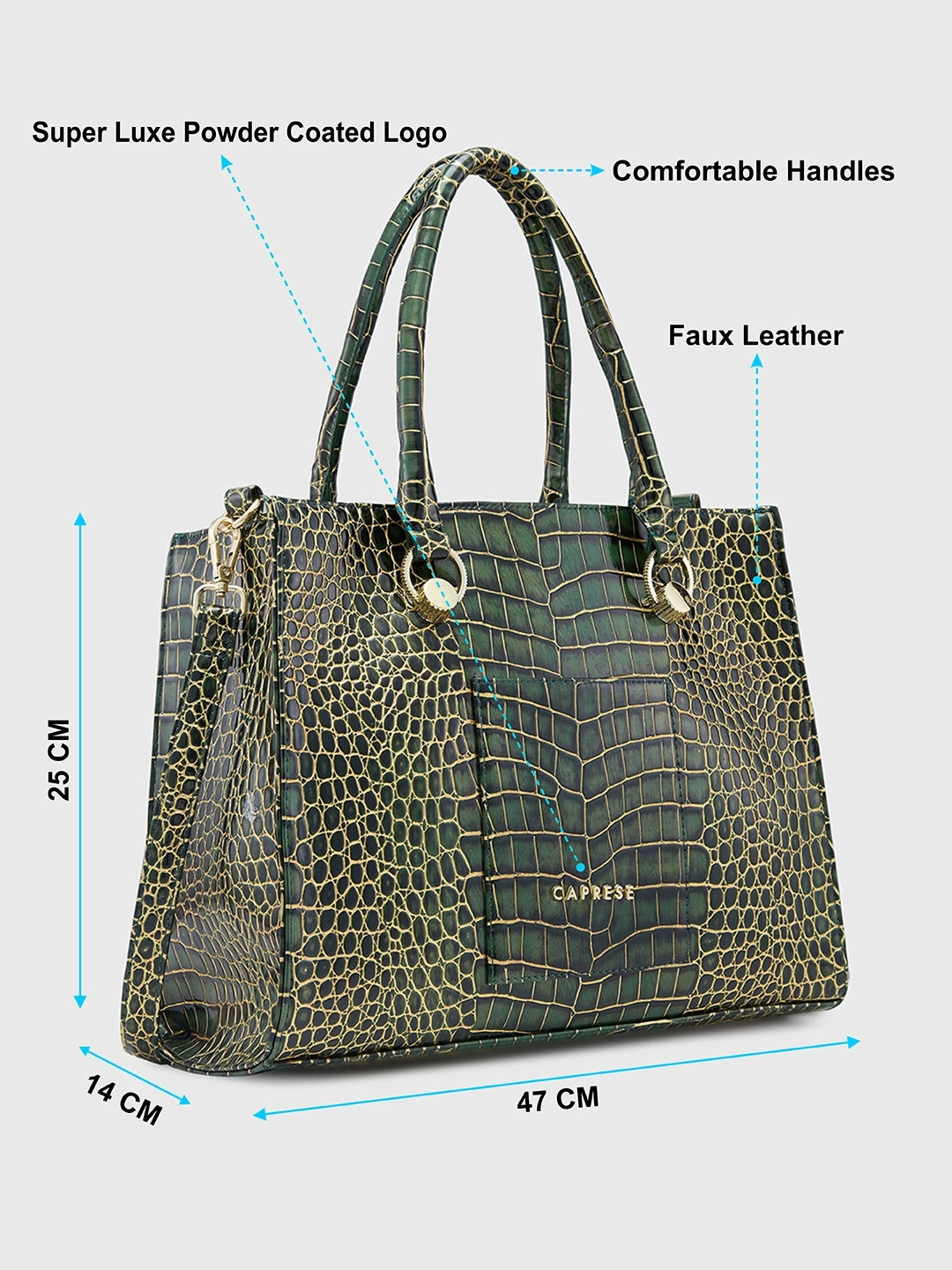 Caprese Miranda Medium Croco Green Tote Bag