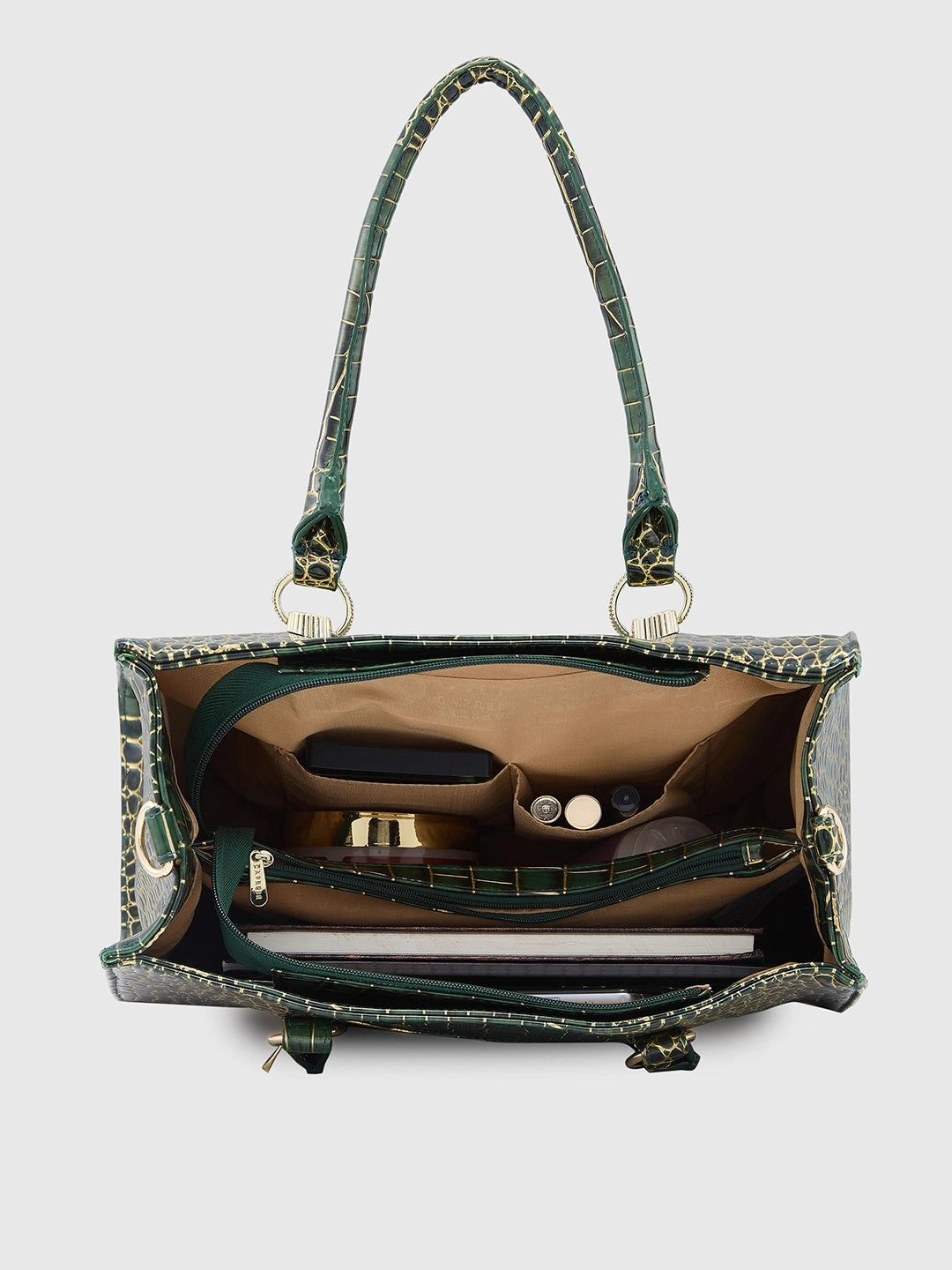 Caprese Miranda Medium Croco Green Tote Bag