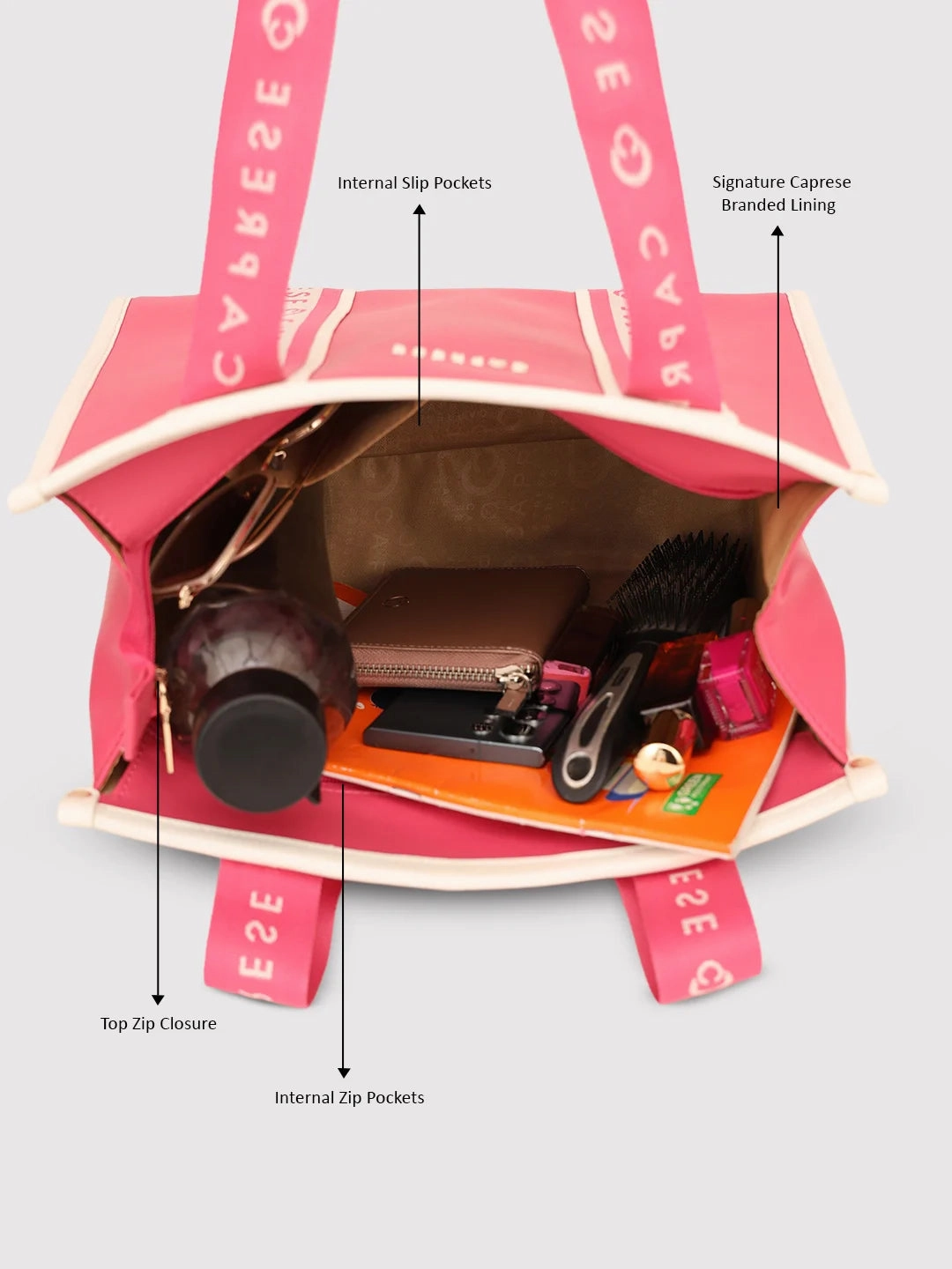 Caprese Trinity Medium Fuchsia Tote Bag