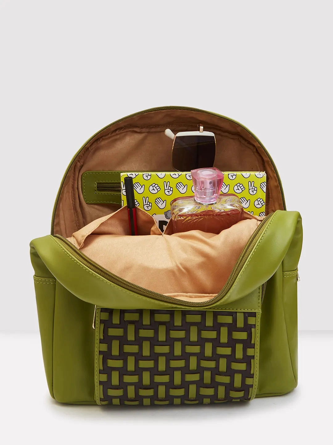 Caprese Zeta Quilted Large Olive Backpack