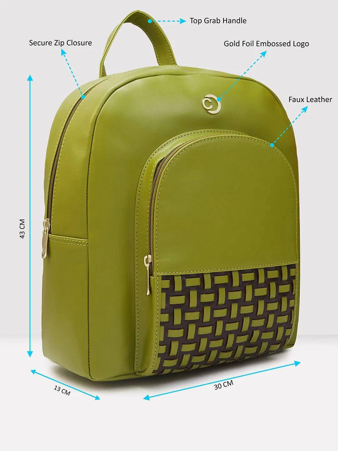 Caprese Zeta Quilted Large Olive Backpack