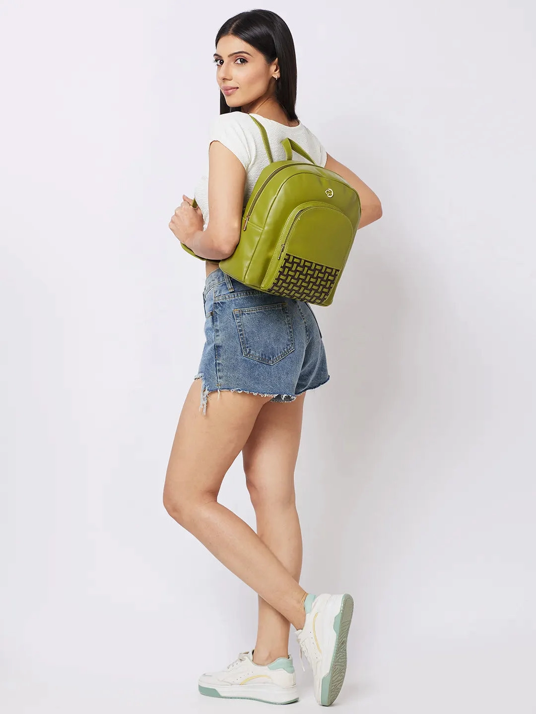 Caprese Zeta Quilted Large Olive Backpack