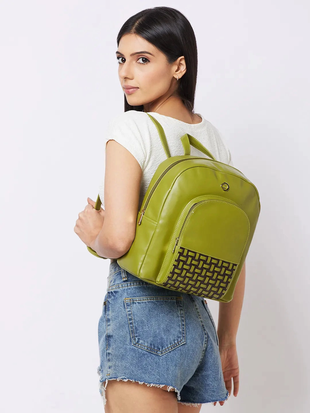 Caprese Zeta Quilted Large Olive Backpack