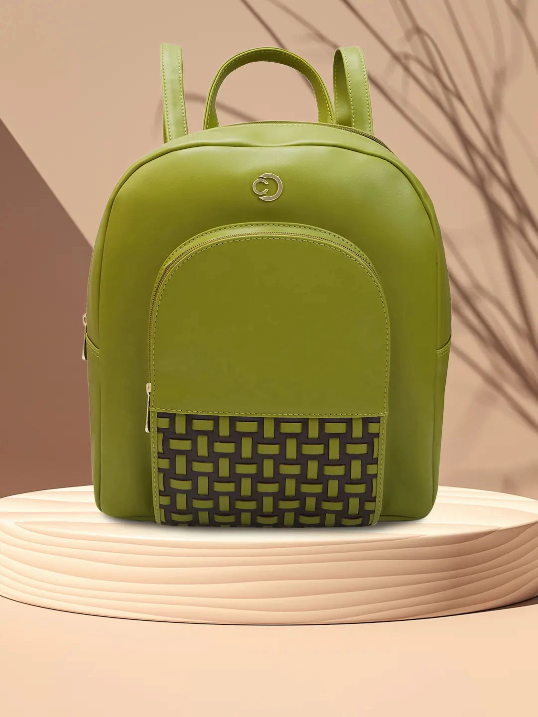 Caprese Zeta Quilted Large Olive Backpack