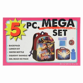 Captain Marvel Backpack Lunch Kit Water Bottle 5 Pc. Mega Set - One Size