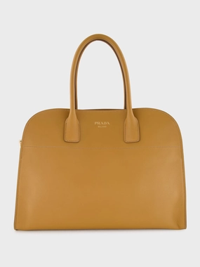 Caramel Large Leather Tote Bag with Buckles