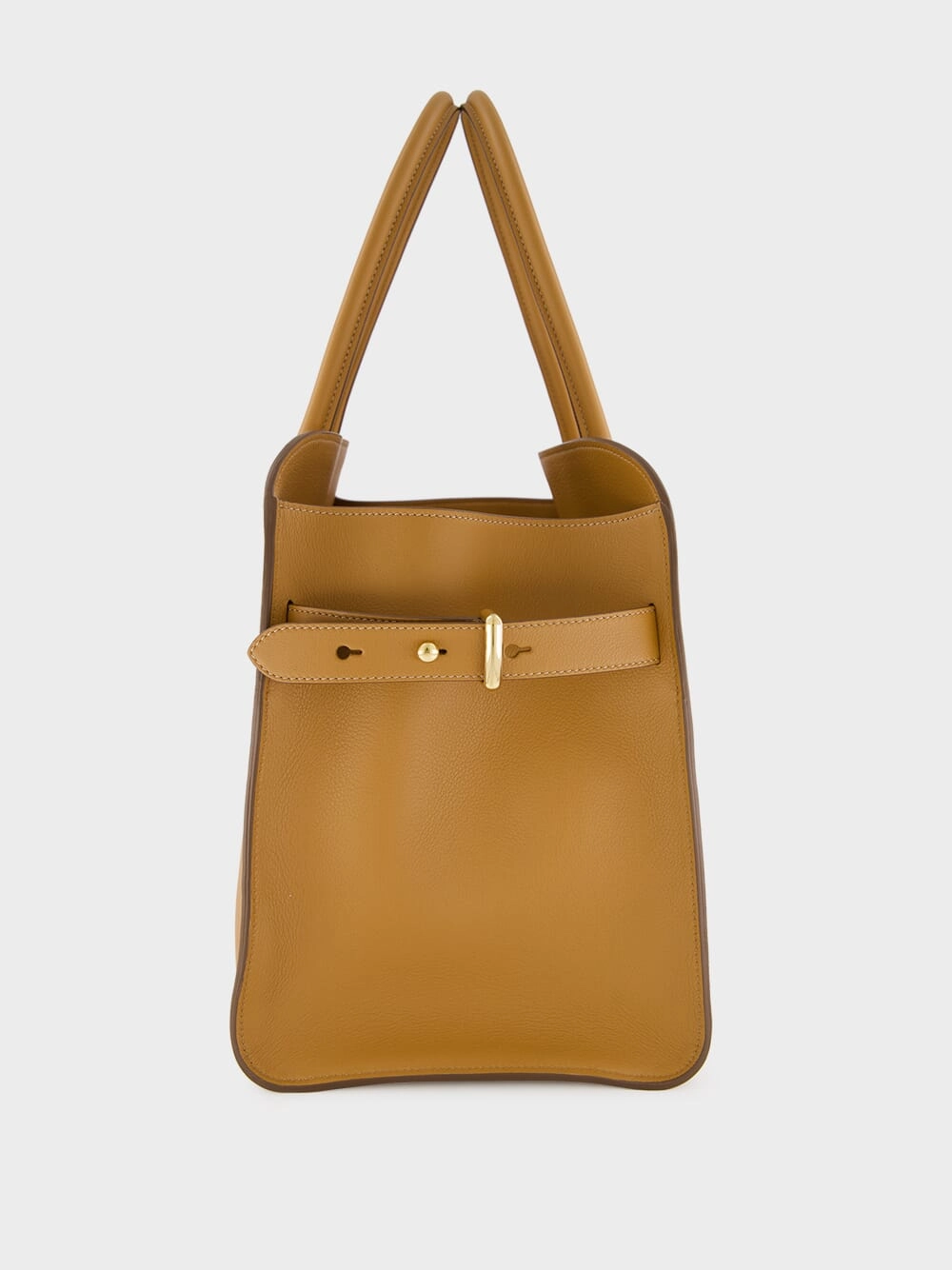 Caramel Large Leather Tote Bag with Buckles