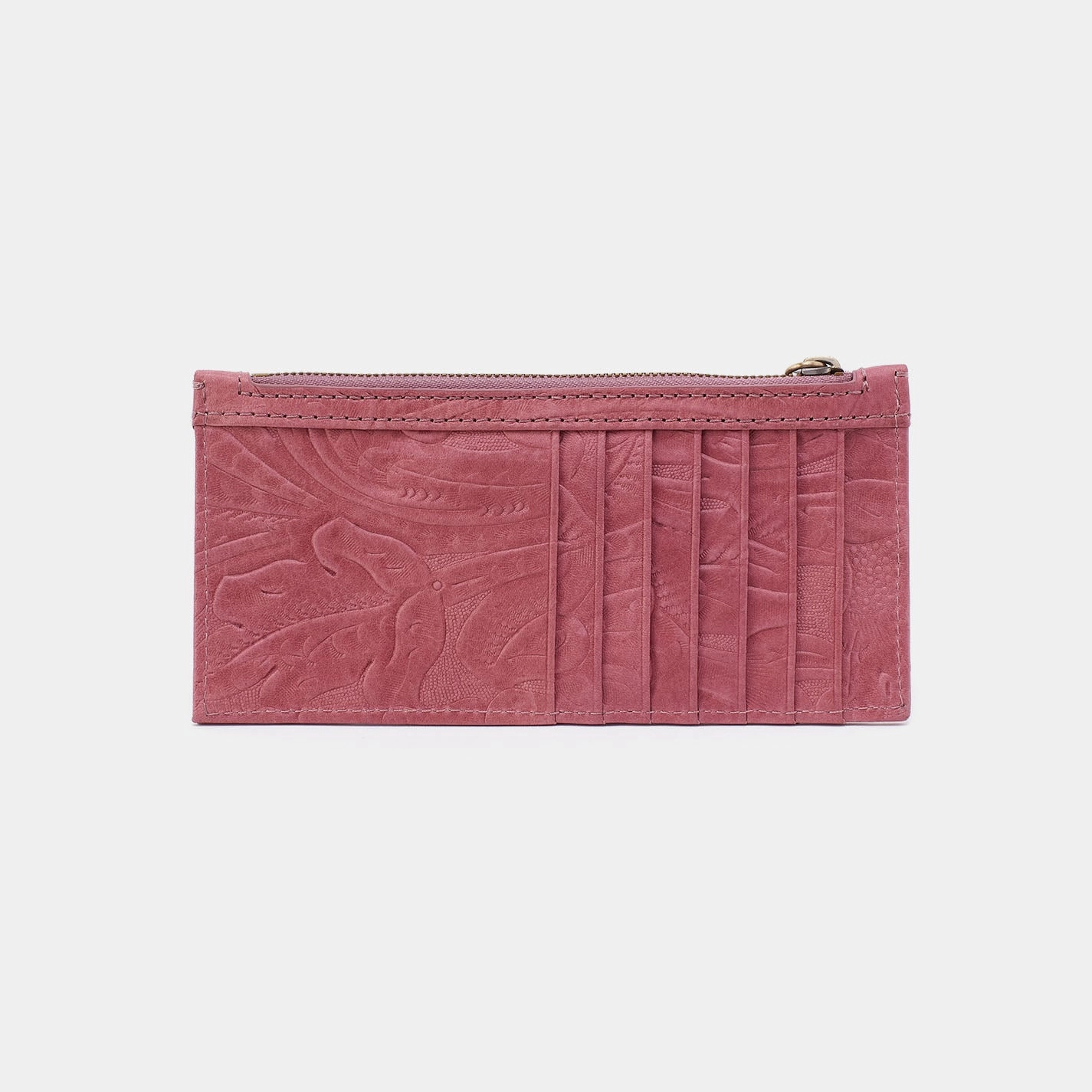 Carte Card Case In Tooled Embossed Leather - Mauve Tooled Emboss