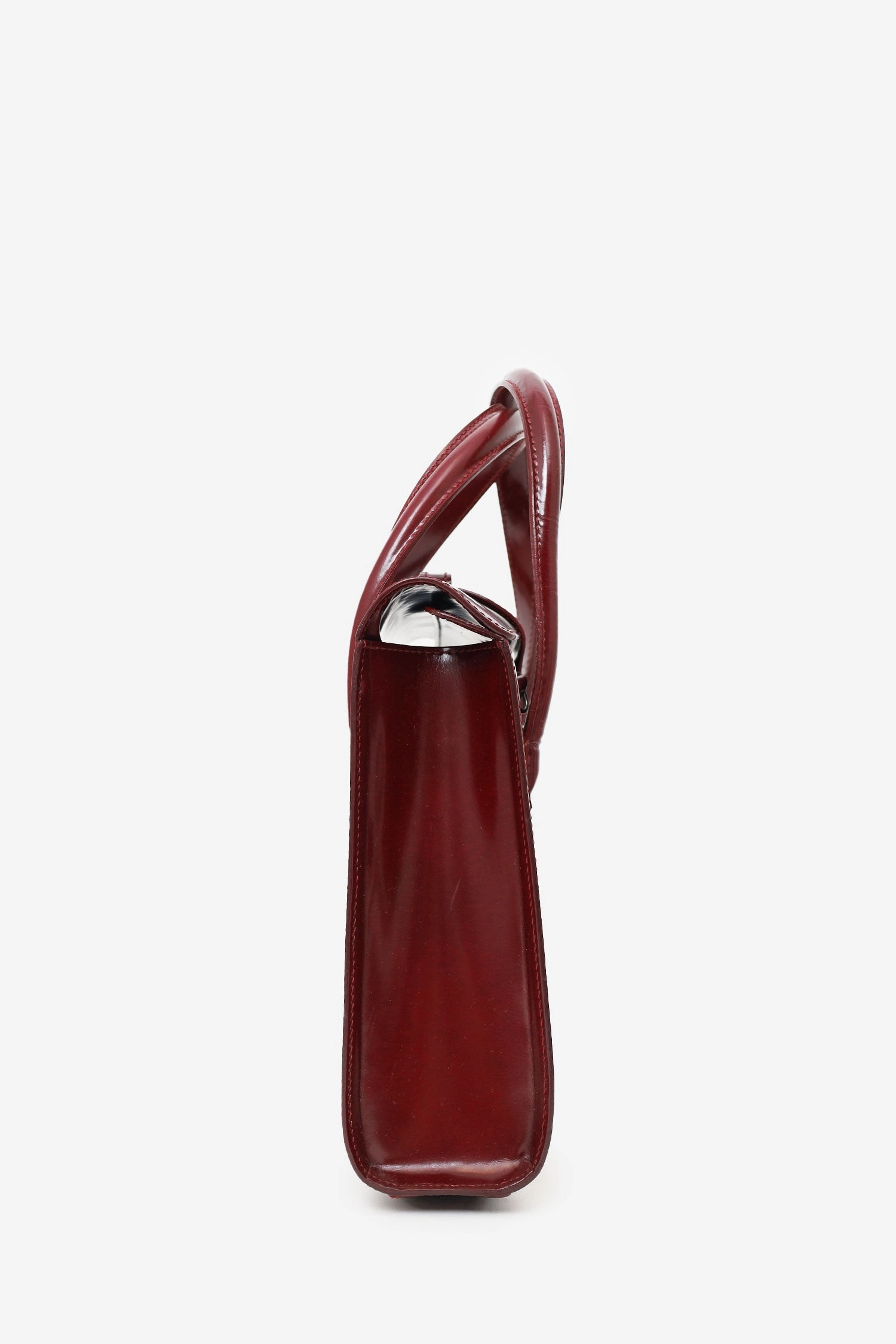 Cartier Burgundy Leather Panthre Top Handle Bag with Strap