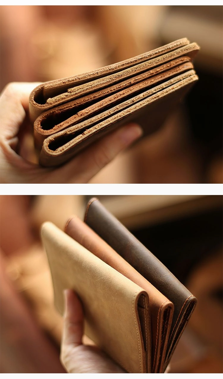Casual Brown Leather Mens Bifold Passport Holder Travel billfold Wallet Holder For Men