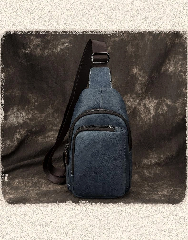 Casual Brown Sling Bag LEATHER MENS Sling Pack One Shoulder BackPack FOR MEN