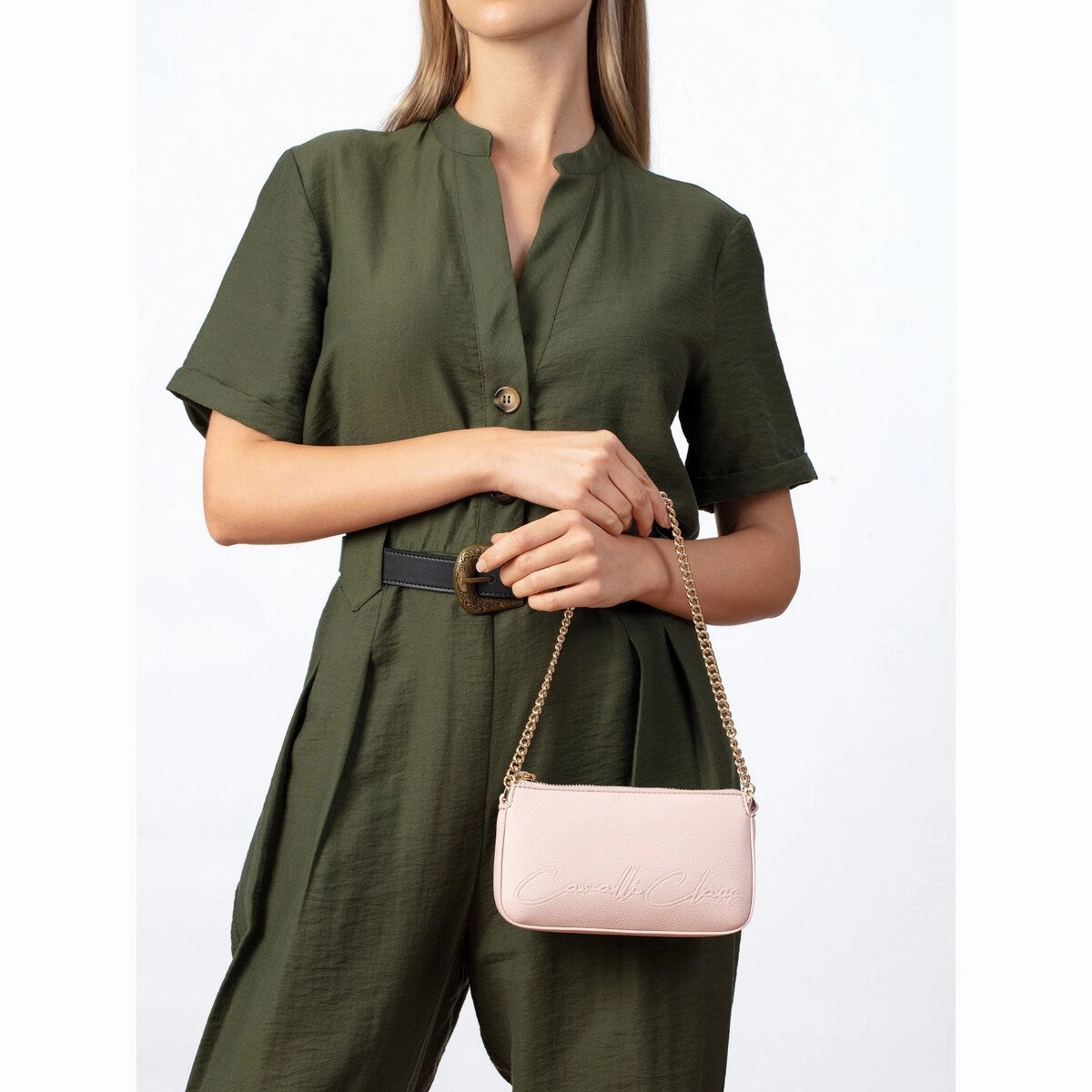 Cavalli Class BARI Powder Pink Small Clutch Shoulder Bag for womens
