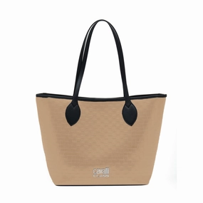 Cavalli Class Beige Everyday Soft Large Shopper Tote Bag for womens