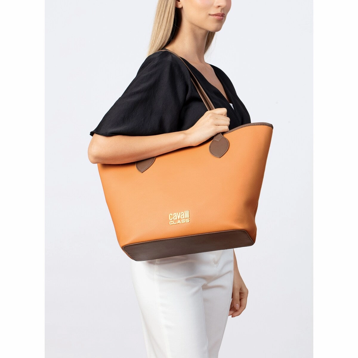 Cavalli Class RAVENNA Light Peach Everyday Soft Large Shopper Tote Bag for womens